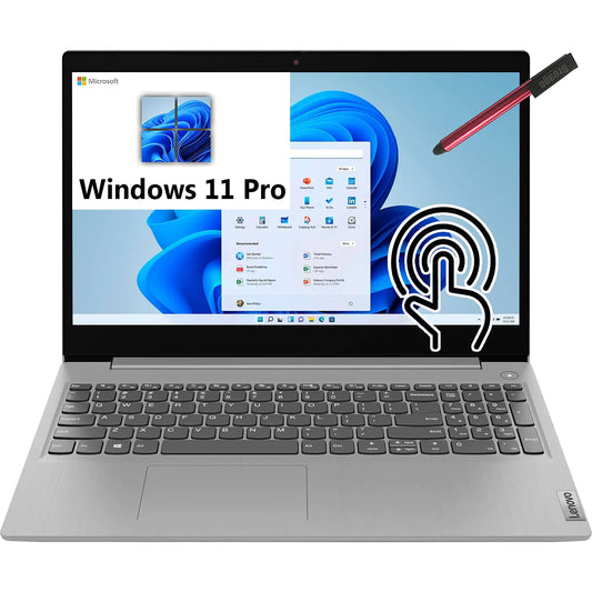 Lenovo 2022 IdeaPad 3i 15.6" Touchscreen Business Laptop Computer Intel Core i3-1115G4 (Beat i5-10210U) 8GB DDR4 RAM 256GB PCIe SSD WiFi 6 BT 5.0 Grey Windows 11 Pro S BROAG 64GB Flash Stylus